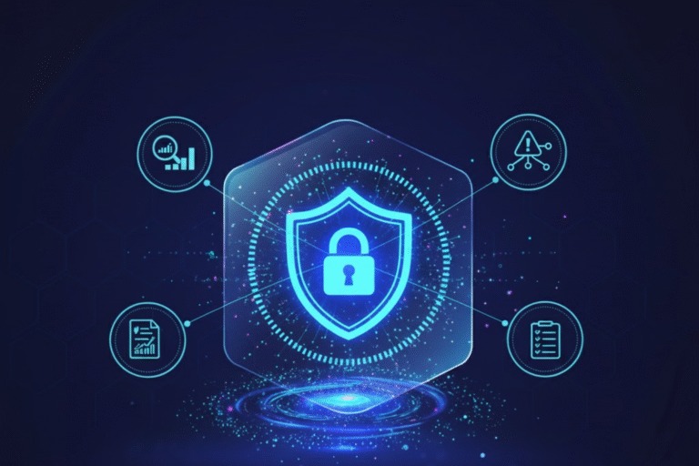 Illustration representing AppebSoft’s focus on cybersecurity and data privacy to protect business systems and sensitive information