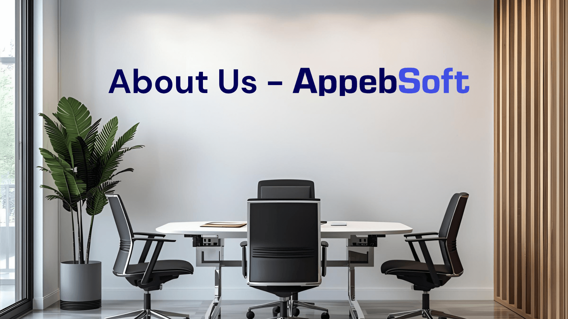 Illustration representing the About Us section of AppebSoft, highlighting the company’s values, expertise, and professional approach